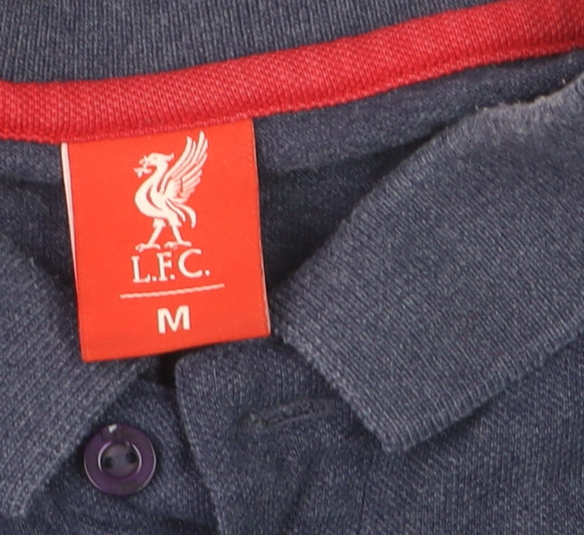 LFC Men's Blue Collared Short Sleeve Cotton Polo Shirt M