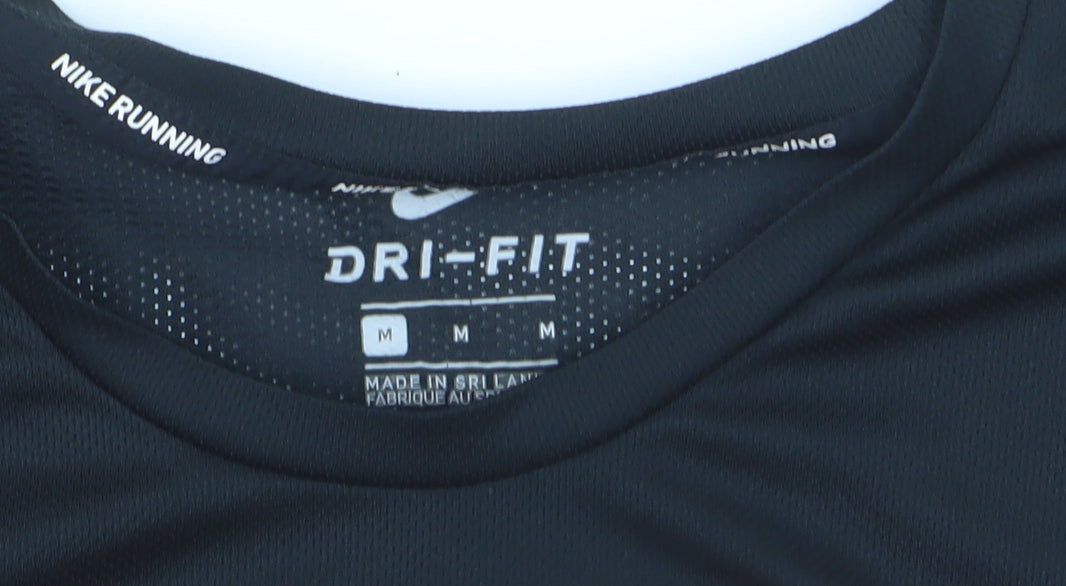 Nike Women’s Black Dri-FIT Running T-Shirt M Lightweight Athletic Top