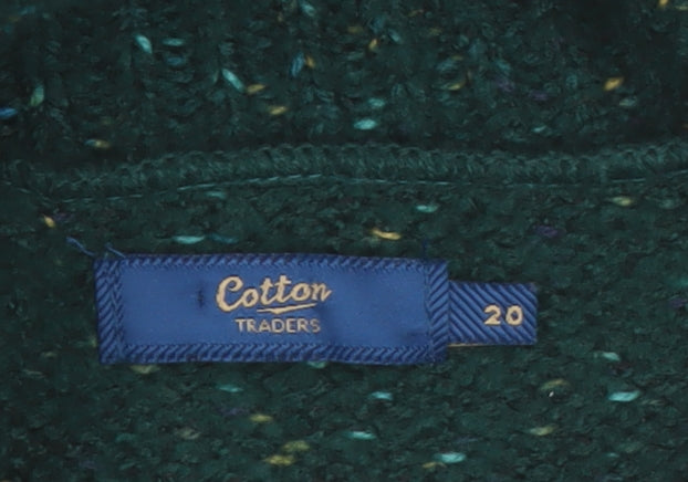 Cotton Traders Womens Green Roll Neck Cable-Knit Jumper Size 20