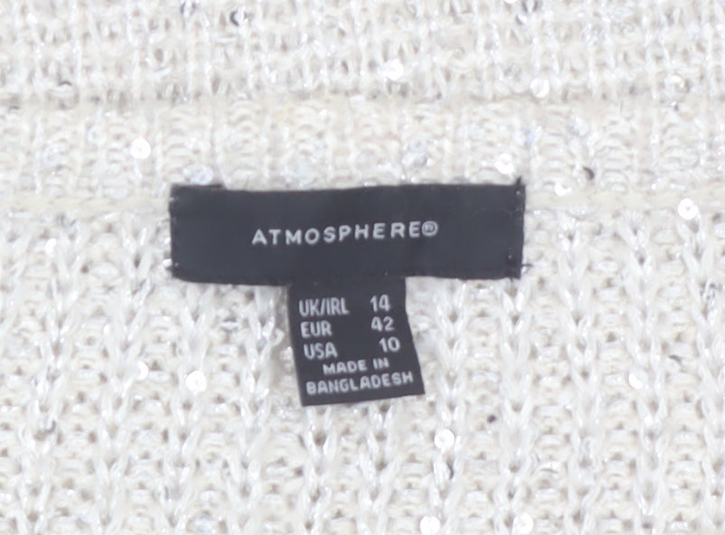 Atmosphere Women’s Ivory Sequin Knit Jumper Size 14