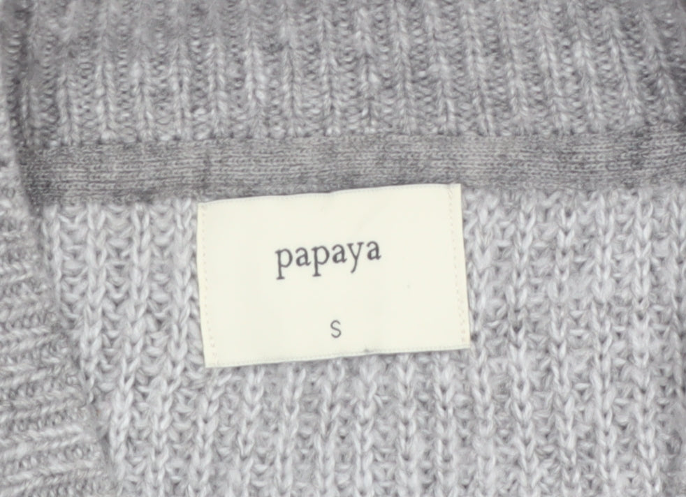 Papaya Women’s Grey Chunky Knit Full Zip Cardigan Size S