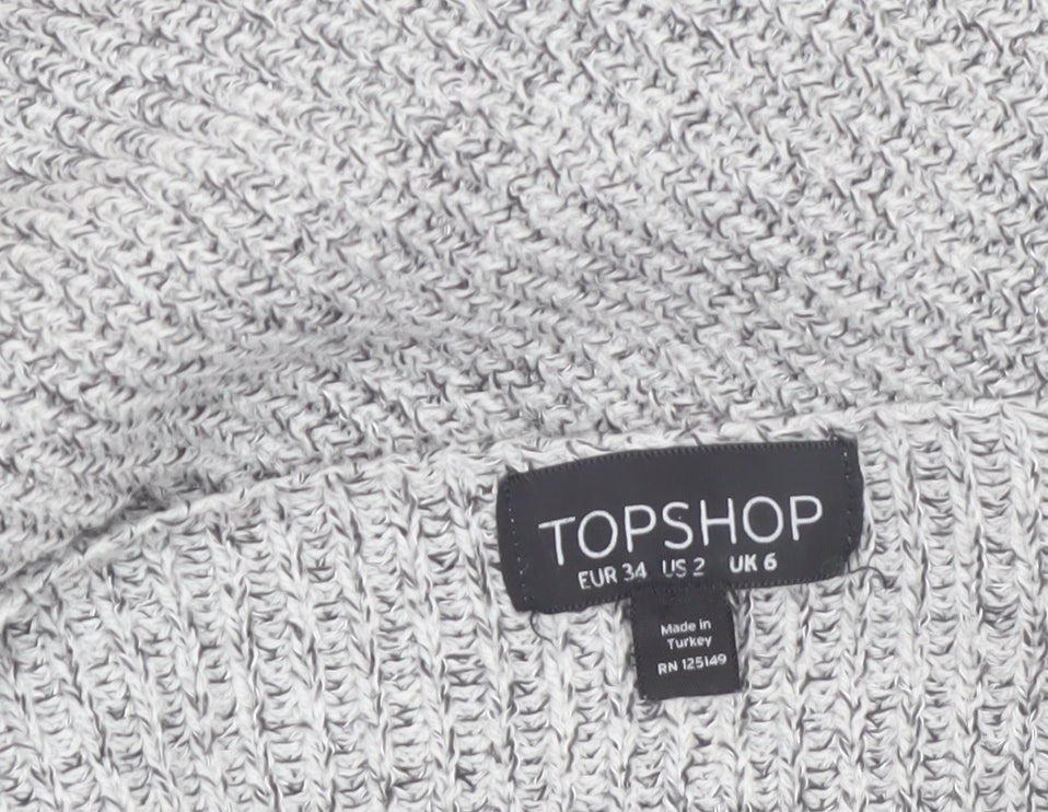 Topshop Women Grey V-Neck Knit Pullover Jumper Size 6