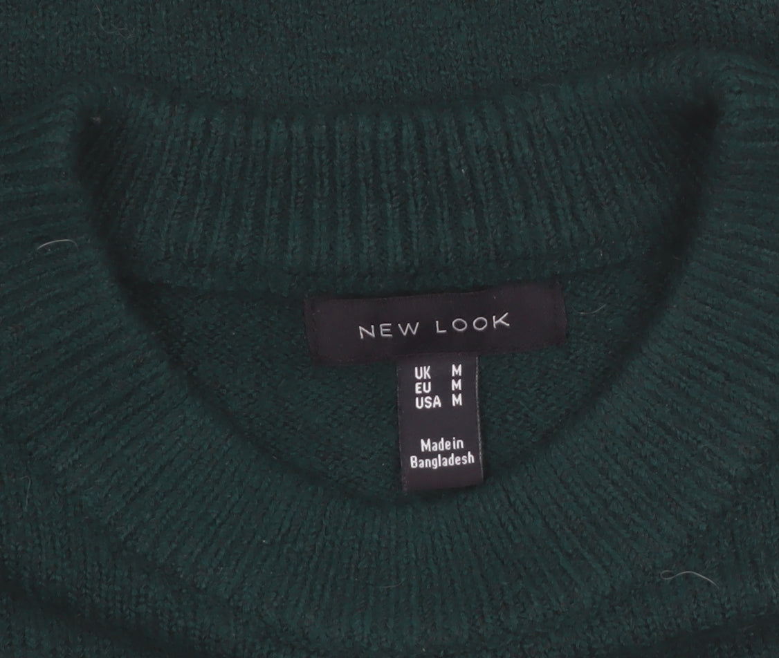 New Look Women's Green Crew Neck Knit Pullover Jumper Size M