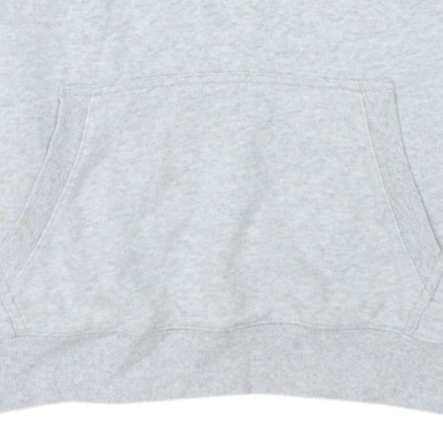 Guess Men's Grey Pullover Hoodie L Fleece Regular Fit
