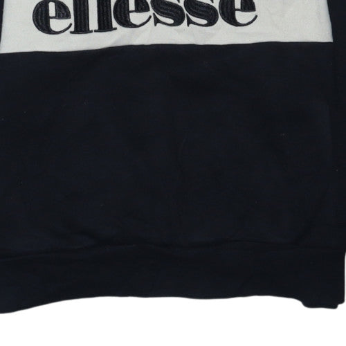 Ellesse Womens Black 1/4 Zip Pullover Sweatshirt UK 14 Logo Cotton Blend