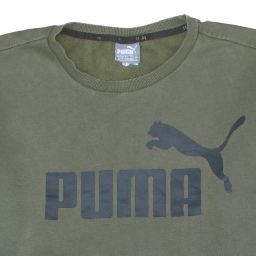Puma Men’s Green XL Crew Neck Pullover Logo Sweatshirt