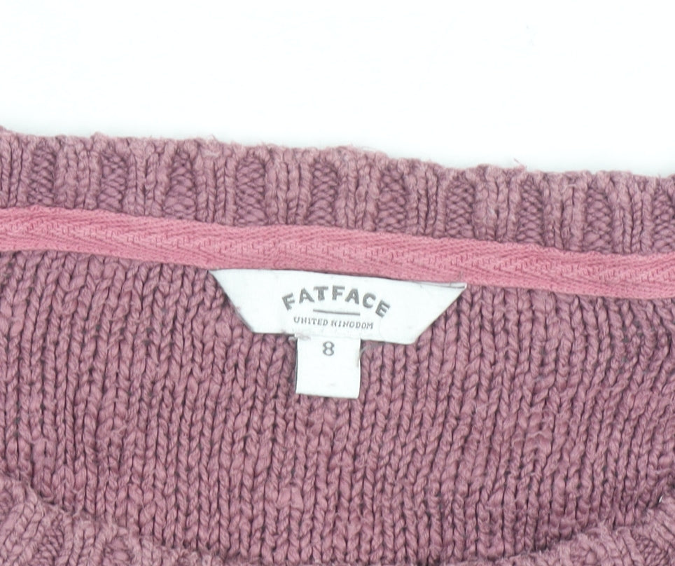 FatFace Women Pink Crew Neck Knit Jumper Size 8