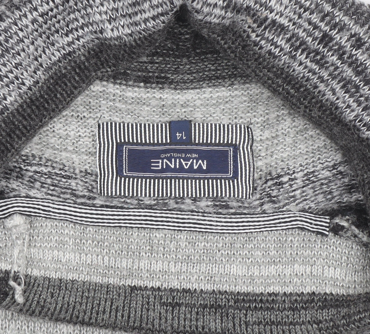 Maine New England Men's Grey Striped Roll Neck Jumper L