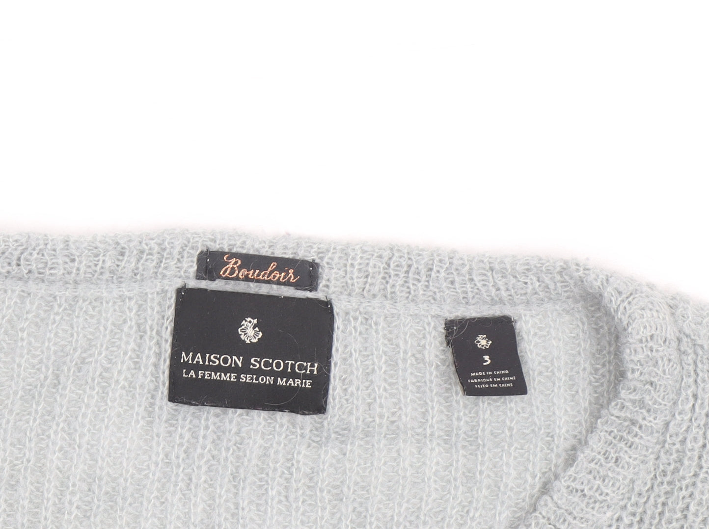 Maison Scotch Women's Grey Mohair Blend Chunky Knit Jumper Size 10