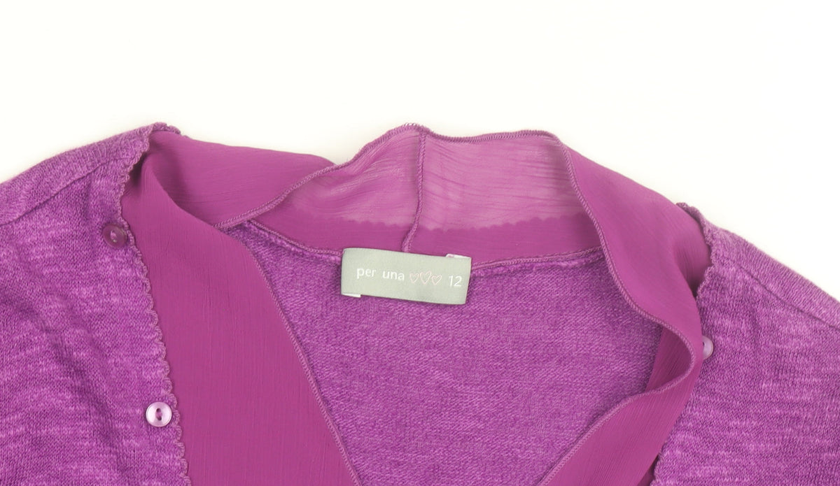Marks & Spencer Per Una Purple Short Sleeve Wrap Blouse Size 12