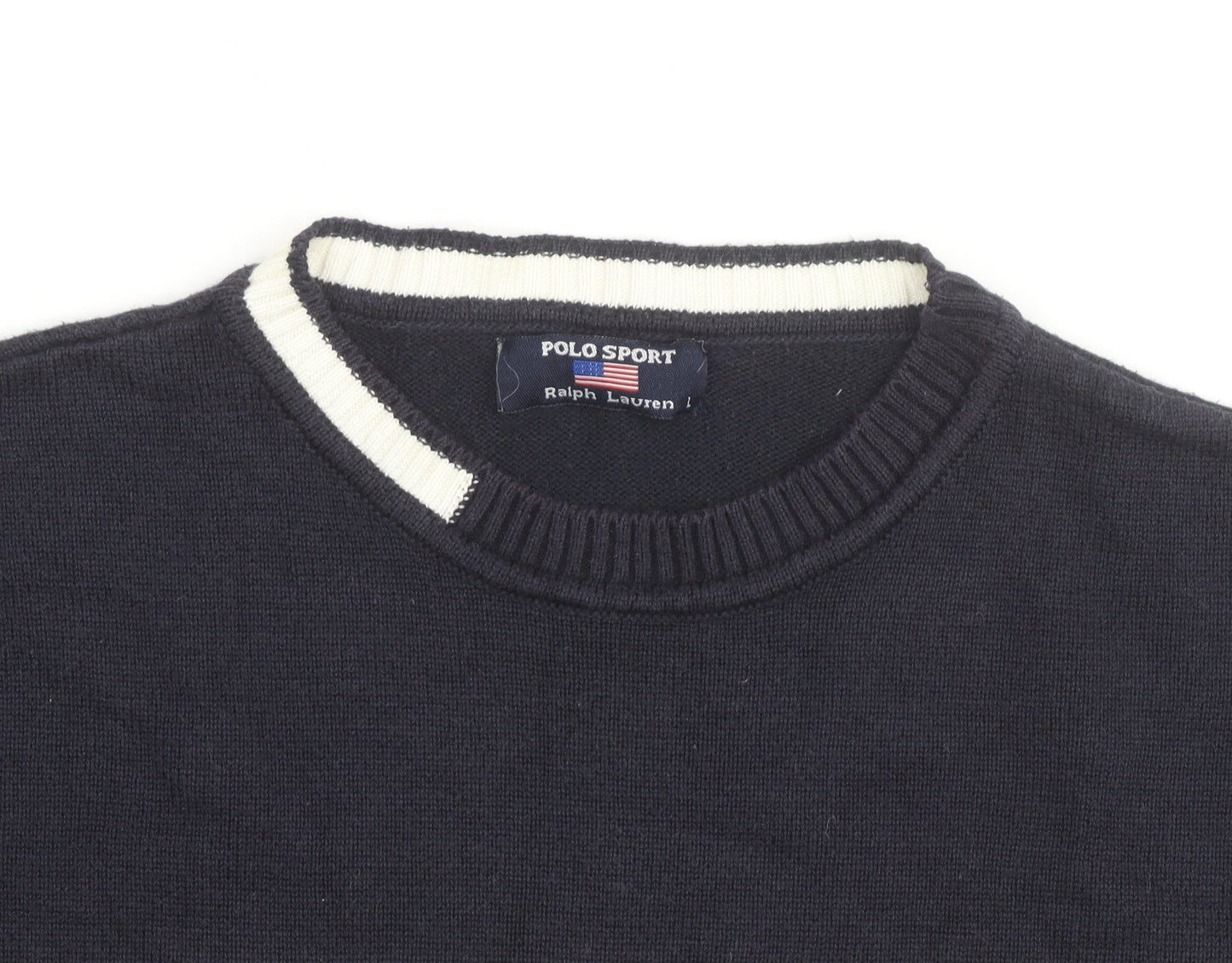 Ralph Lauren Polo Sport Men's Blue Striped Cotton Pullover Jumper L