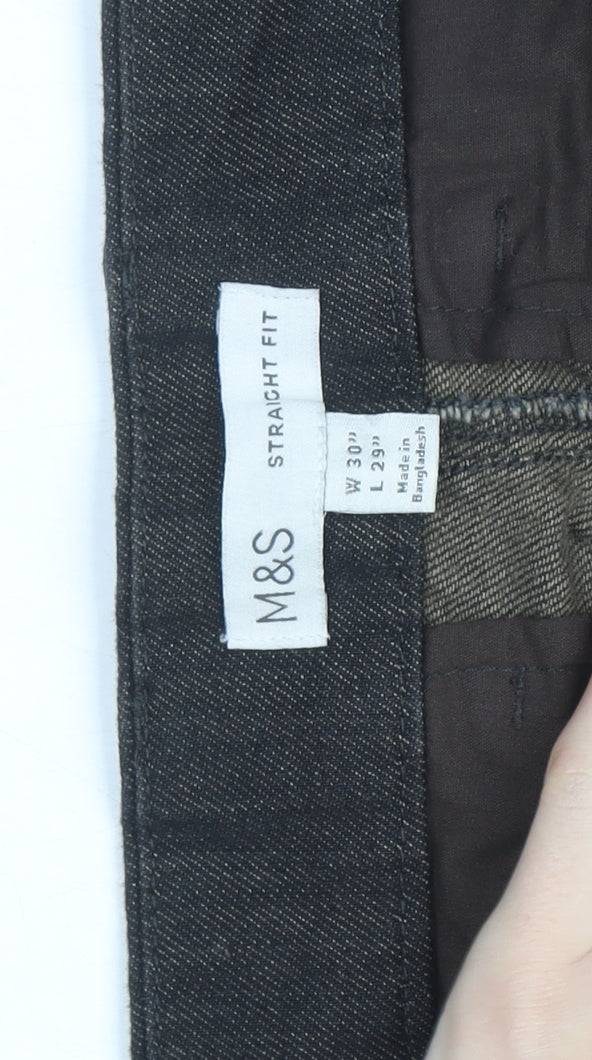 Marks & Spencer Men's Black Straight Fit Jeans W30 L29
