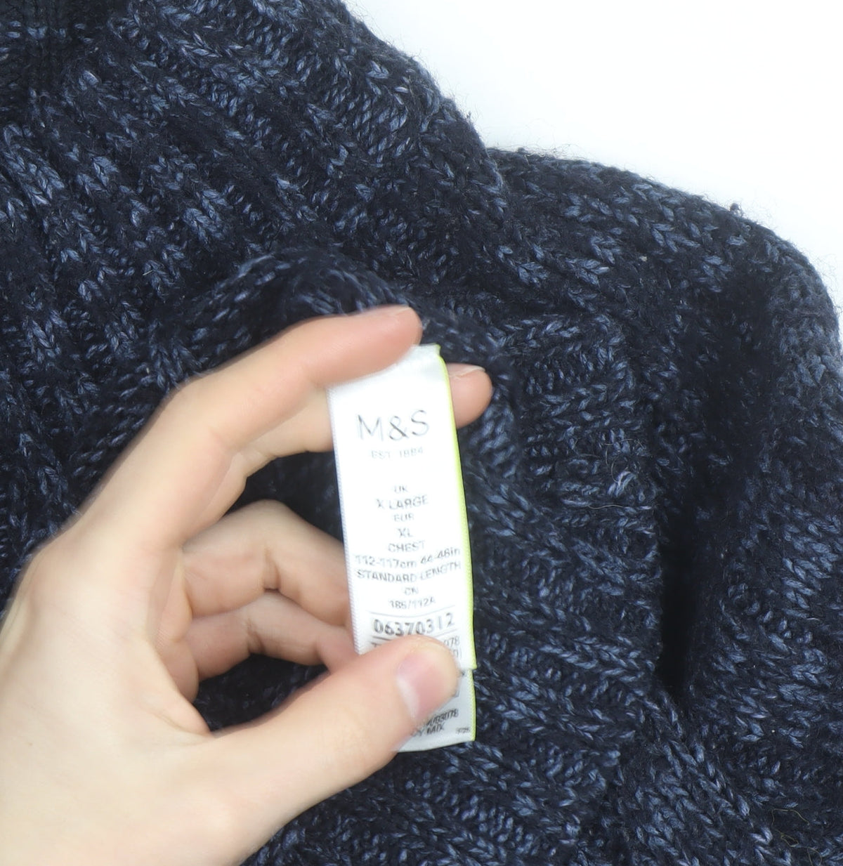 Marks & Spencer Men's Blue XL 1/2 Zip Wool Blend Jumper