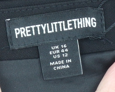 PRETTYLITTLETHING Women’s Black A-Line Sleeveless Bow Dress Size 16