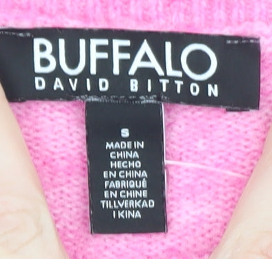 Buffalo David Bitton Women's Pink Crew Neck Knit Jumper Size S
