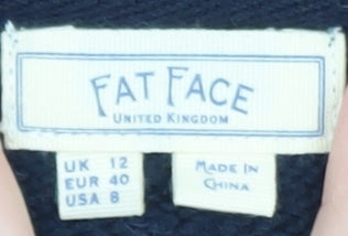 FatFace Womens Blue V-Neck Knit Jumper Size 12 Alpaca Blend
