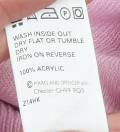 Marks & Spencer Women Pink Size 14 Acrylic Crew Neck Jumper