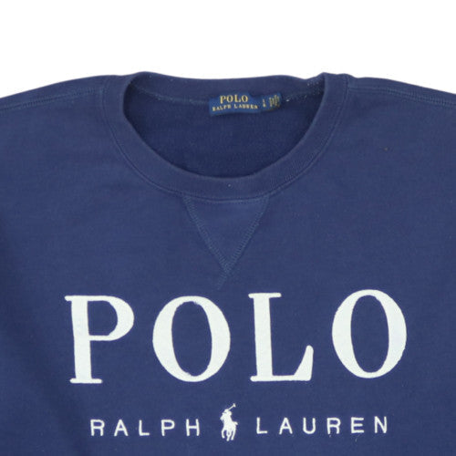 Polo Ralph Lauren Women's Blue Cotton Logo Sweatshirt Size L