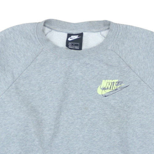 Nike Womens Grey Crew Neck Pullover Sweatshirt Size L Logo Print