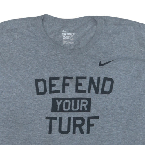 Nike Men's Grey Athletic Fit 'Defend Your Turf' T-Shirt XXL