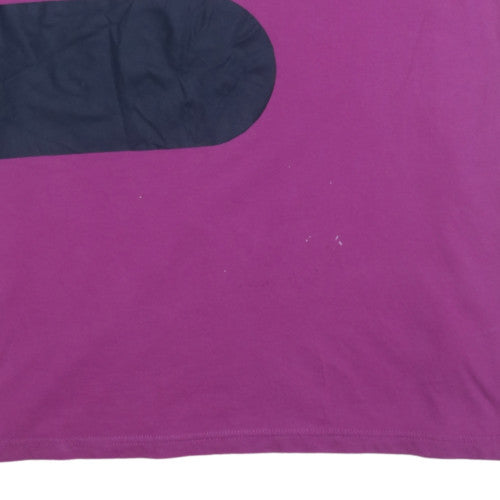 Fila Unisex Purple Colourblock Cotton T-Shirt Size XL