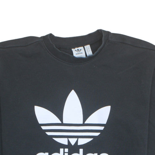 Adidas Womens Black Crew Neck Logo Sweatshirt UK 12