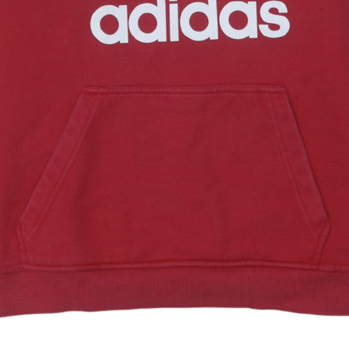 Adidas Men's Red Pullover Hoodie Size L Regular Fit Sportswear