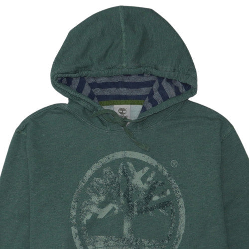 Timberland Men's Green XL Pullover Hoodie with Logo Print