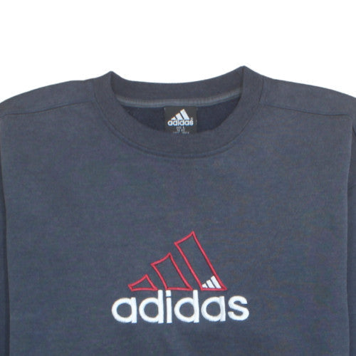 Adidas Men's Blue Embroidered Logo Pullover Sweatshirt Size L