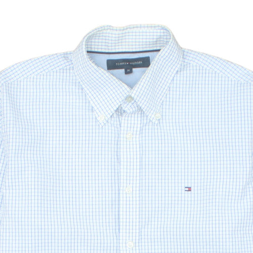 Tommy Hilfiger Men Blue Check Button-Down Long Sleeve Shirt M
