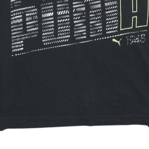 Puma Men's Black Graphic Print Crew Neck Cotton T-Shirt Size M