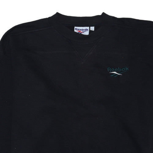 Reebok Men's Black Logo Pullover Sweatshirt L Vintage Sportswear