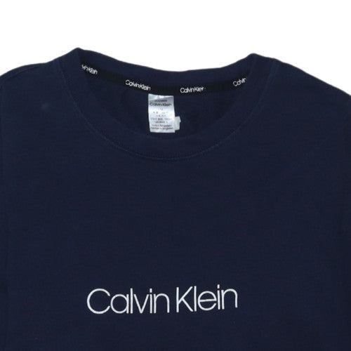 Calvin Klein Women’s Navy Blue Logo Crew Neck Pullover Sweatshirt L