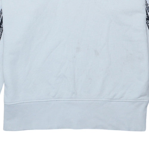 Adidas Womens White Pullover Hoodie Size 14 Logo Trim Cotton