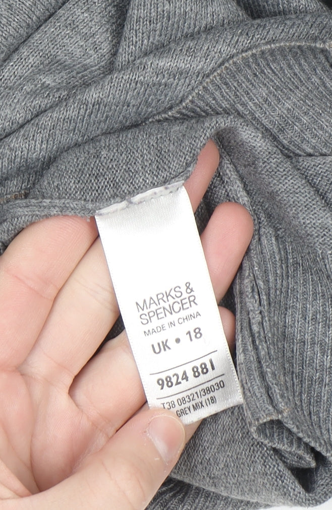 Marks & Spencer Women’s Grey Roll Neck Long Sleeve Jumper Size 18