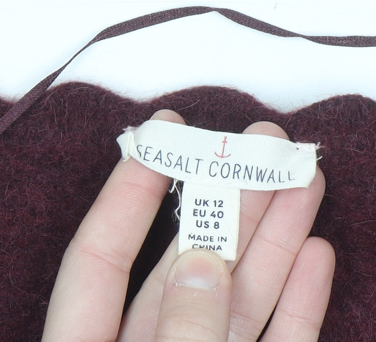 Seasalt Cornwall Womens Red Alpaca Wool Blend Wrap Jumper Size 12