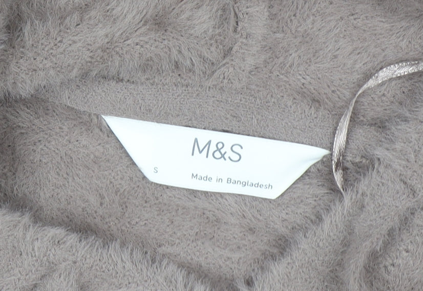 Marks & Spencer Womens Beige Fuzzy Pullover Hoodie Size S