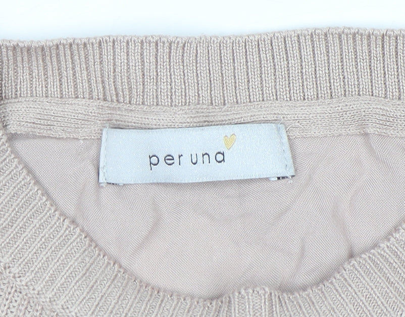 Marks & Spencer Per Una Women’s Beige Long Sleeve Pullover Jumper Size 16