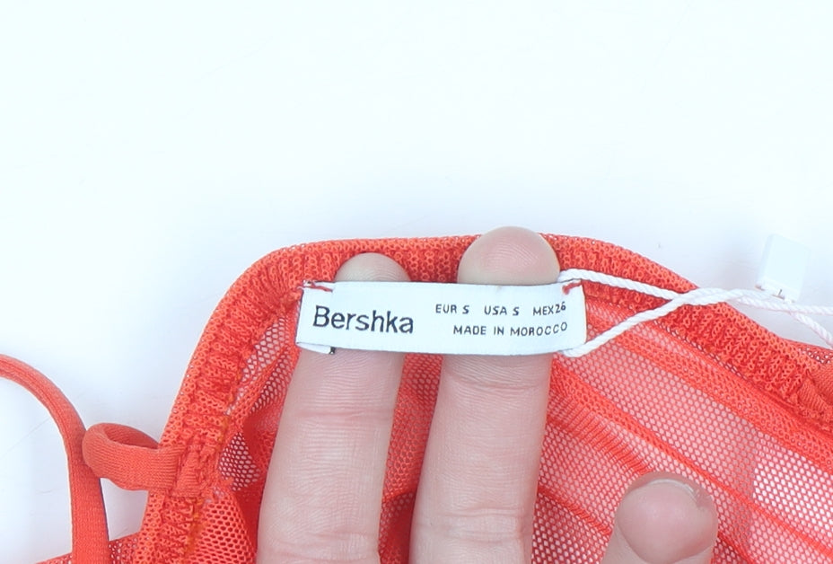 Bershka Women Red Bodycon Mesh Bustier Mini Dress Size 8
