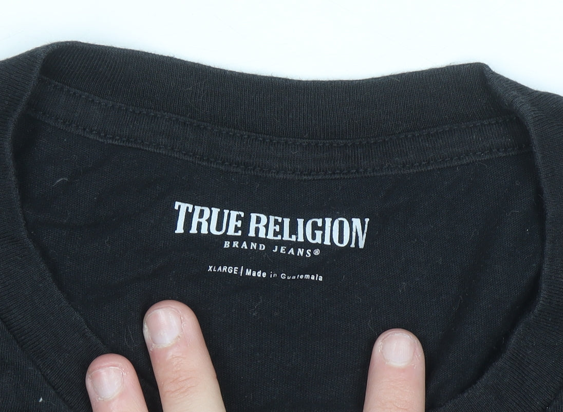 True Religion Women's Black XL Logo Cotton T-Shirt