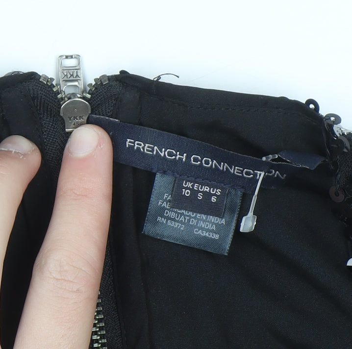French Connection Women Black Sequin Bodycon Dress Size 10