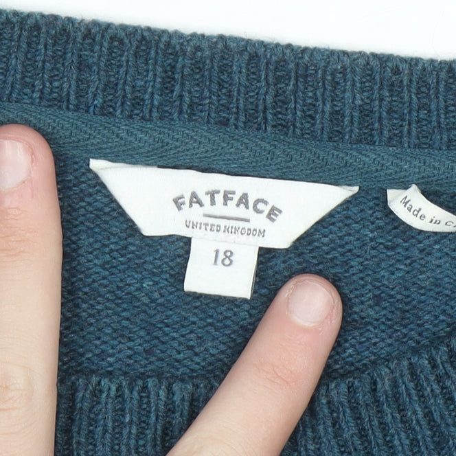 FatFace Women's Blue Cotton Knit Crew Neck Jumper Size 18
