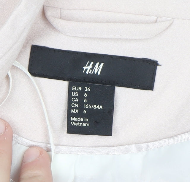 H&M Women Beige Single-Breasted Blazer Size 8 Tailored Fit