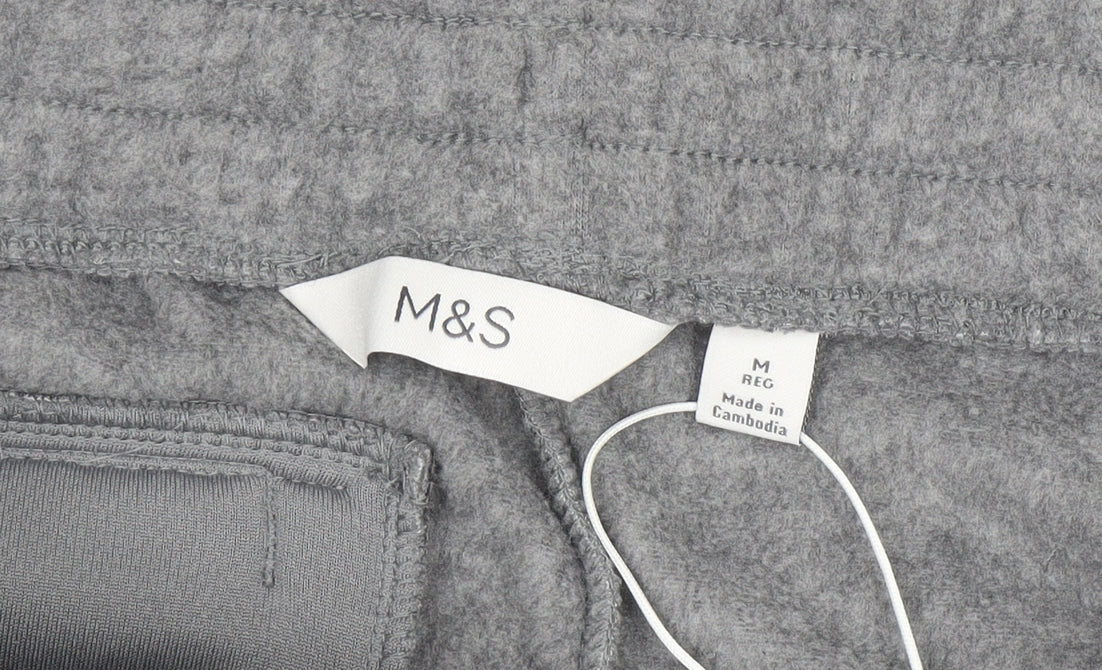 Marks & Spencer Men's Grey Fleece Sweatpants M Regular Fit