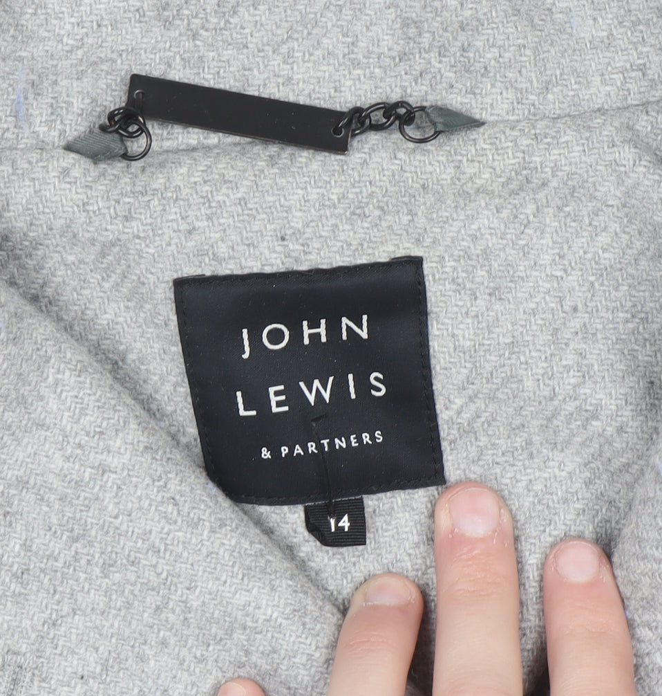 John Lewis Women Grey Wool Blend Pea Coat Size 14 Classic Style