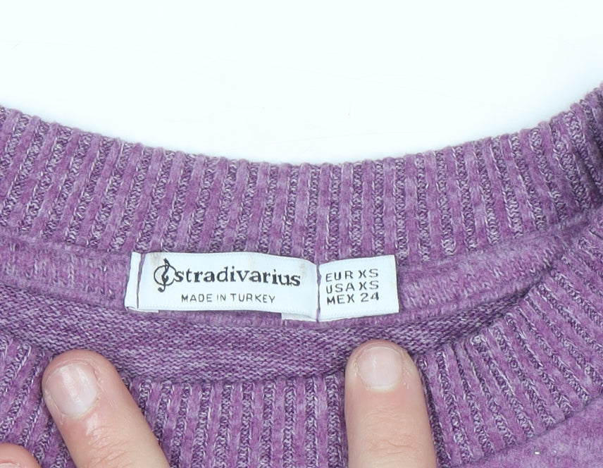 Stradivarius Women's Purple XS Knit Pullover Jumper