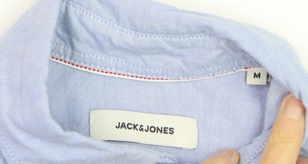 Jack & Jones Men's Blue Button-Down Long Sleeve Cotton Shirt M