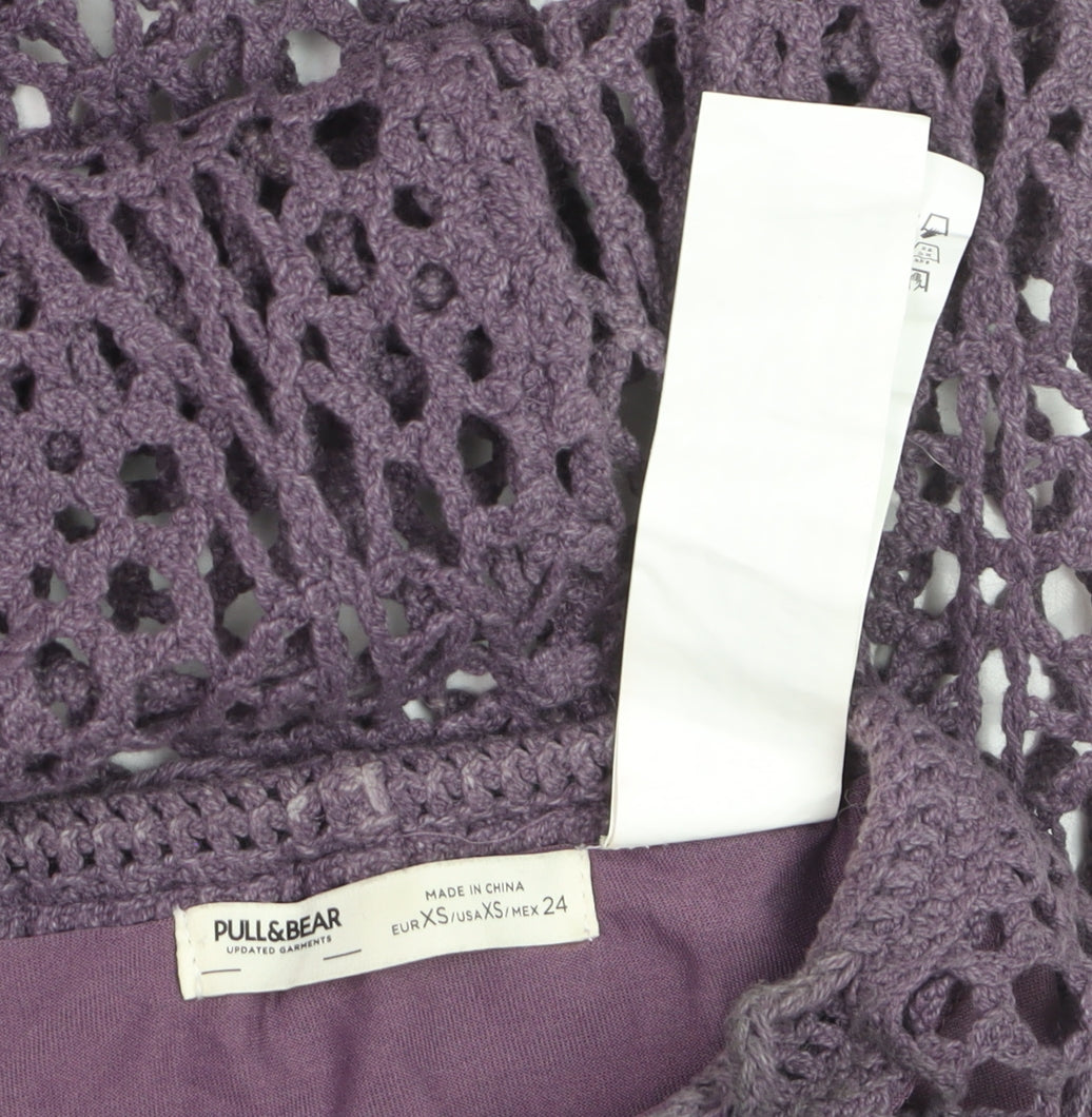Pull&Bear Women Purple XS Bohemian Crochet Long Skirt