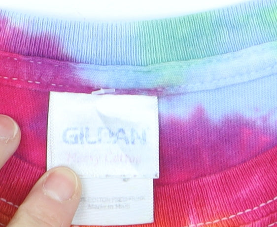 Gildan Women's Multicoloured Tie Dye Cotton T-Shirt Medium