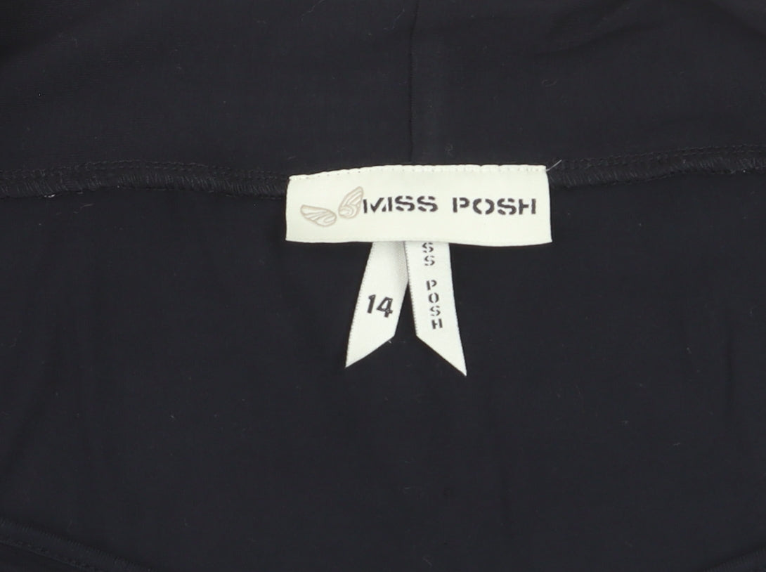 Miss Posh Women’s Black Sequin Short Sleeve V-Neck Party Top Size 14